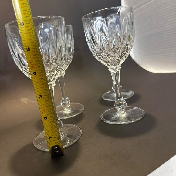 4 French Vintage Crystal Cut Faceted Ball Stem 3.5oz Glasses, Marked France - Picture 8 of 10